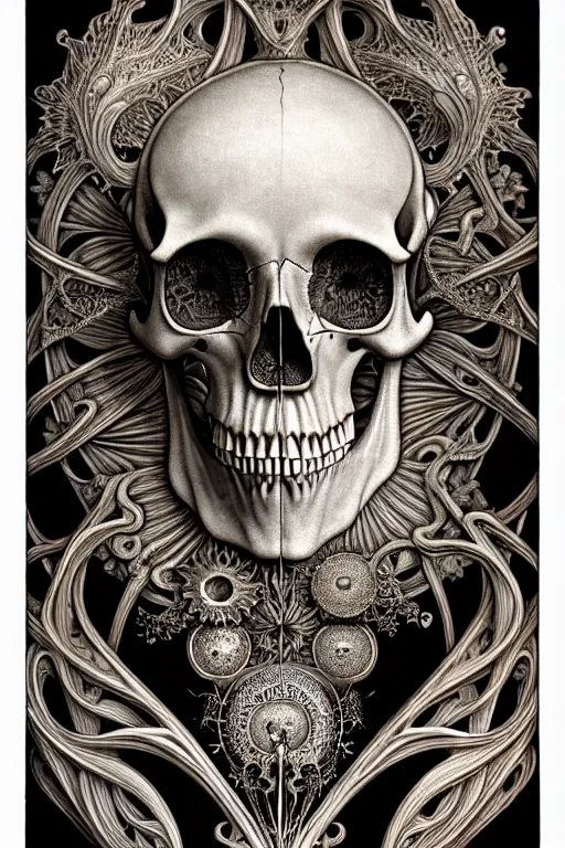 Image similar to art forms of nature by ernst haeckel, memento mori by arthur rackham, ornate antique porcelain beautiful skull mask, ultrasharp, photorealistic, hyperdetailed, octane render, polished, art nouveau, neo - gothic, gothic, intricate ornamental organic filigree, art nouveau botanicals, art forms of nature by ernst haeckel, horizontal symmetry, symbolist, visionary