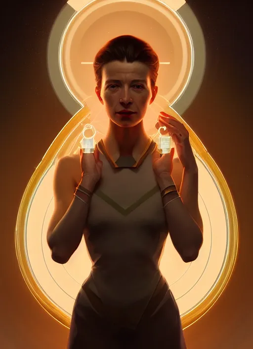 Image similar to symmetry!! portrait of simone de beauvoir female, chemisty, sci - fi, glowing lights!! intricate, elegant, highly detailed, digital painting, artstation, concept art, smooth, sharp focus, illustration, art by artgerm and greg rutkowski and alphonse mucha, 8 k