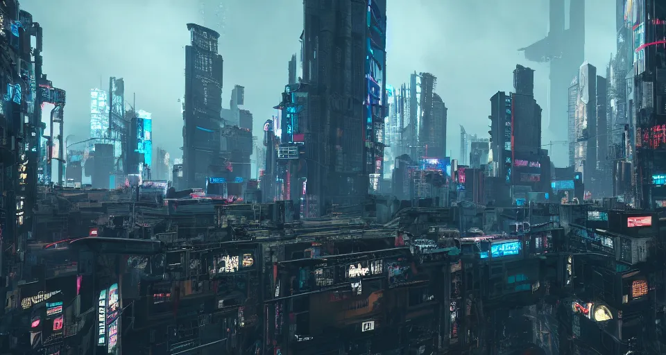 Image similar to a cyberpunk city, rich contrast, realistic, Cryengine 8k UHD