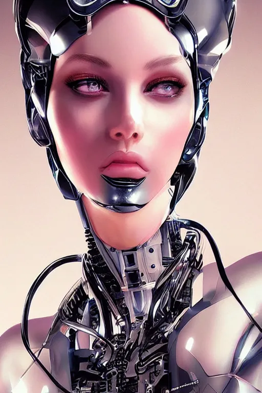 Image similar to a stunning robot woman with cybernetic enhancements, wires, led lights, glowing lights, futuristic, by artgerm and wlop and bosch