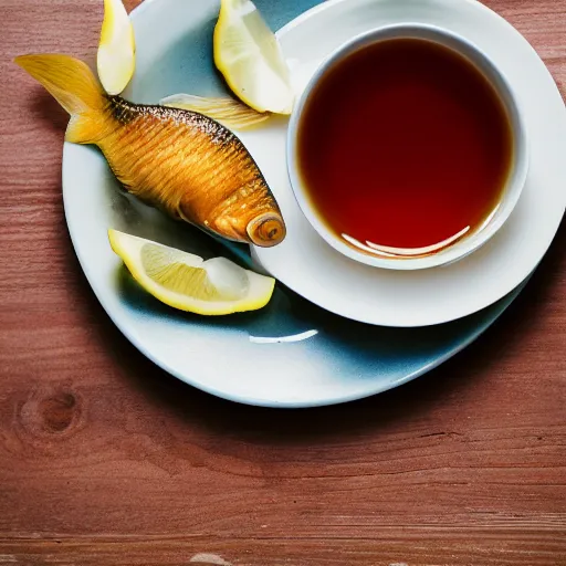 Image similar to fish in a cup of tea, food photography