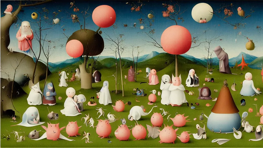 Prompt: a beautiful digital painting digital render of a landscape with strange weird creatures. hieronymus bosch. chiho aoshima
