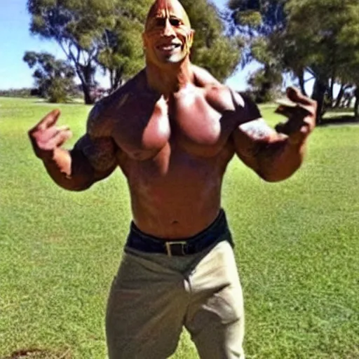 prompthunt: dwayne the rock johnson's face on the body of a kangaroo