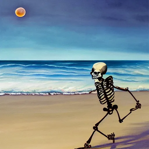 Beautiful painting of relaxed skeleton walking on the | Stable ...