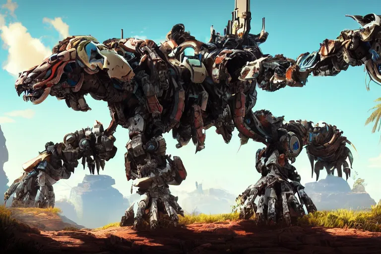 Image similar to clamberjaw machine mecha animal beast robot of horizon forbidden west horizon zero dawn bioluminiscence global illumination ray tracing hdr fanart arstation by sung choi and eric pfeiffer and gabriel garza and casper konefal