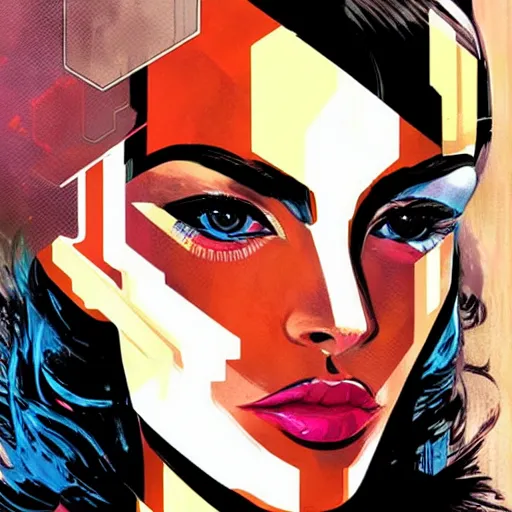 Image similar to portrait of a female android, by DC comics and Sandra Chevrier