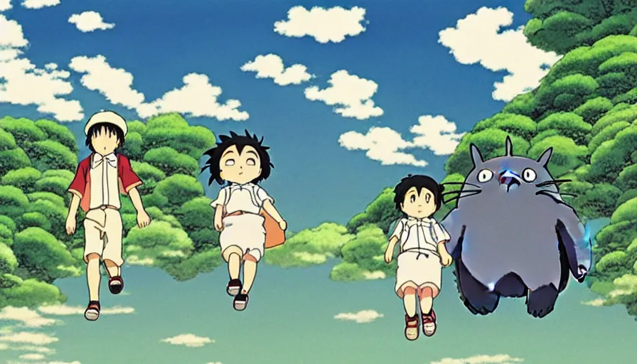 Image similar to the two complementary forces that make up all aspects and phenomena of life, by Studio Ghibli