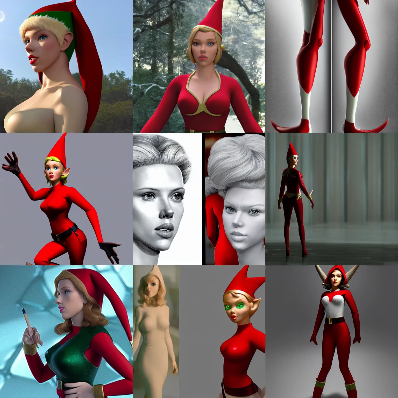 Prompt: ray tracing, scarlett johansson as a elf, full body profile,