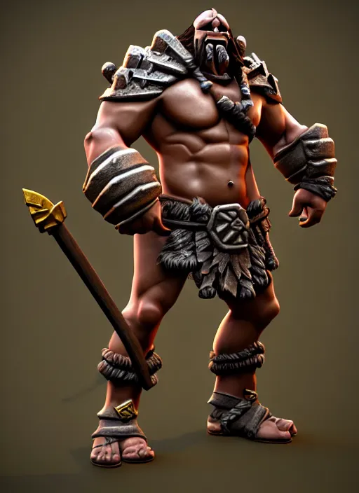 Image similar to barbarian, stylized stl fantasy miniature, 3 d render, activision blizzard style, michael vicente