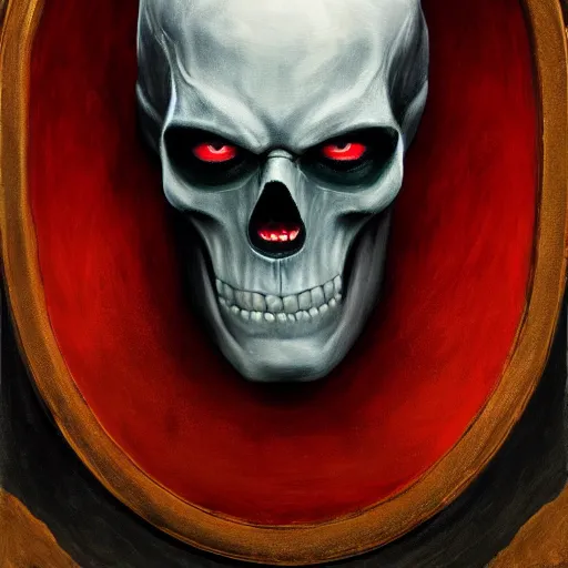 Image similar to Red Skull, elden ring boss, matte painting, detailed, elden ring, oil on canvas