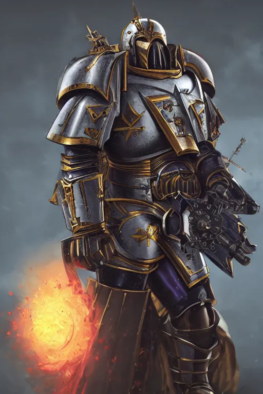 Image similar to armor portrait heros warhammer 4 0 k horus heresy fanart - the primarchs emperor by johannes helgeson animated with vfx concept artist & illustrator global illumination ray tracing hdr fanart arstation zbrush central hardmesh 8 k octane renderer comics stylized