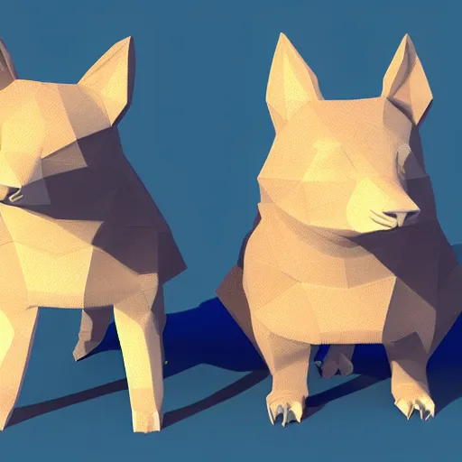 Image similar to low poly 3 d render of cute animals