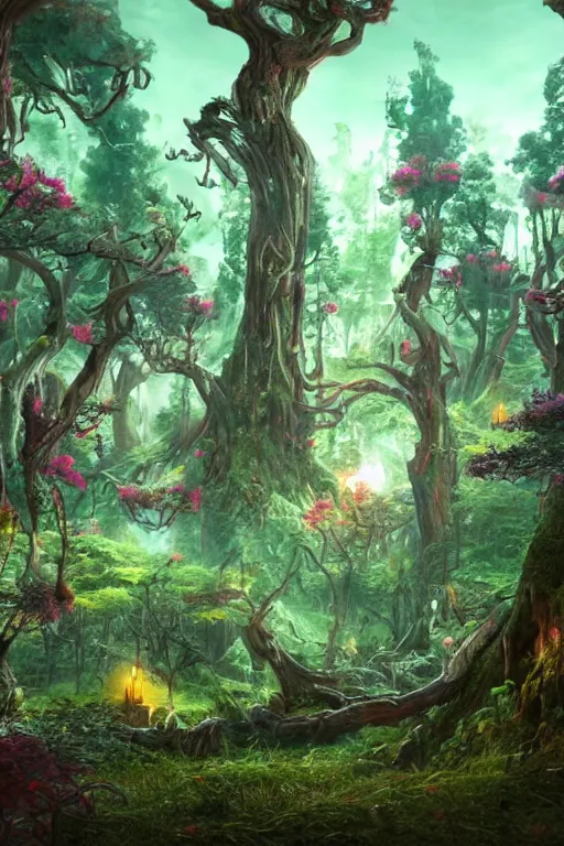 Image similar to a fancy candy forest, unreal engine, realistic, fantasy scenic, atmospheric