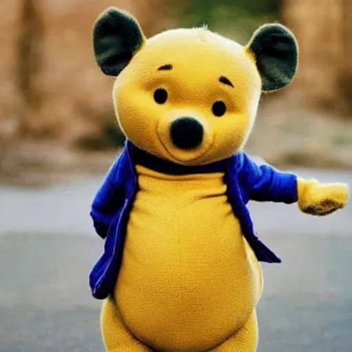 Prompt: Winnie the Pooh, dressed fashionably