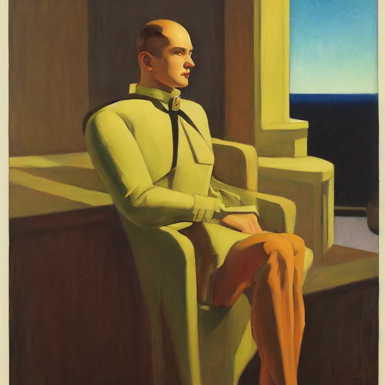 Image similar to portrait of duke leto atreides, art deco, painted by Edward Hopper