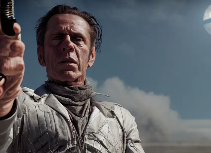 Image similar to film still of johnny silverhand in the new scifi movie, 4 k