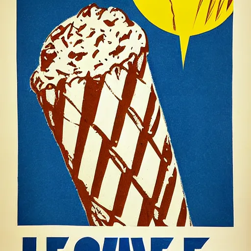 Prompt: soviet propaganda poster of an ice cream cone