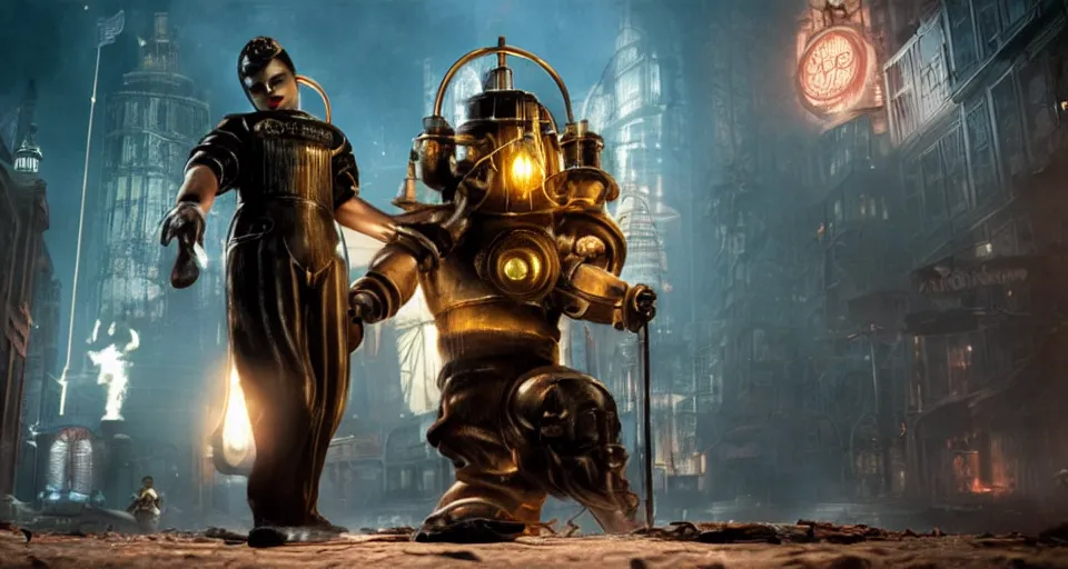 Prompt: film still of the BioShock movie