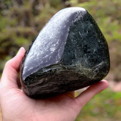 Prompt: humongous obsidian boulder, highly detailed photo
