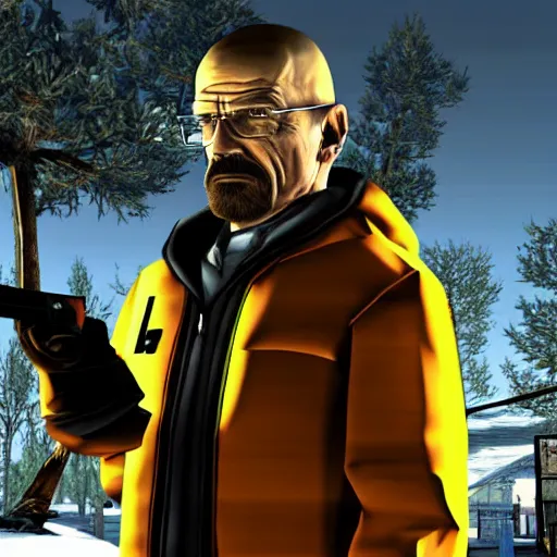 Prompt: walter white is gordon greeman in half - life 2