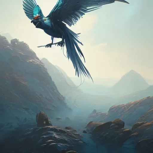 Image similar to spirit bird xavier rudd , highly detailed, illustration, fantasy art, in the style of greg rutkowski, epic, fantasy, intricate, hyper detailed, artstation, concept art, smooth, sharp focus, ray tracing