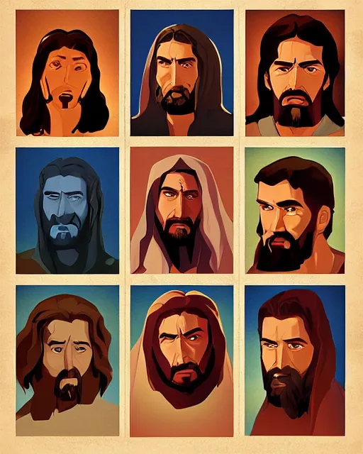Image similar to cel - shaded portrait character art of jesus, art, key art, movie poster