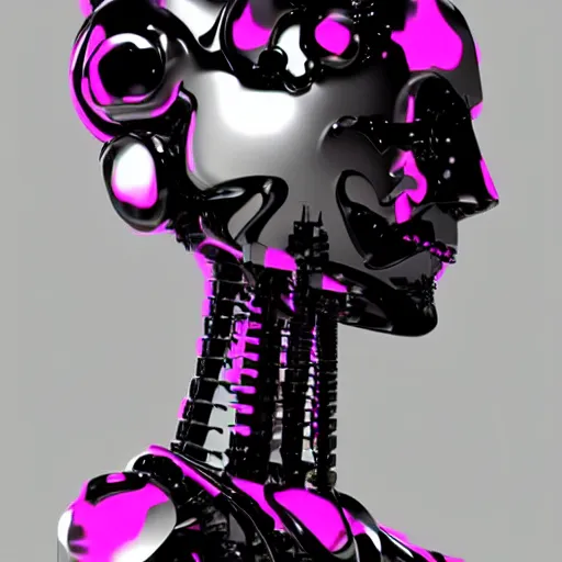 Image similar to beautiful robot humanoid, black and pink tones