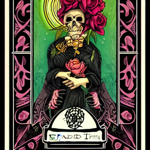 Prompt: the death tarot card, sacred rose