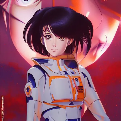 Prompt: An anime portrait of beautiful girl still from Robotech 1985 by Stanley Artgerm Lau ,WLOP , Ilya Kuvshinov , James Jean , Andrei Riabovitchev symmetrical