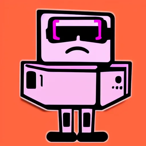 Prompt: sticker illustration of a pink robot with glasses