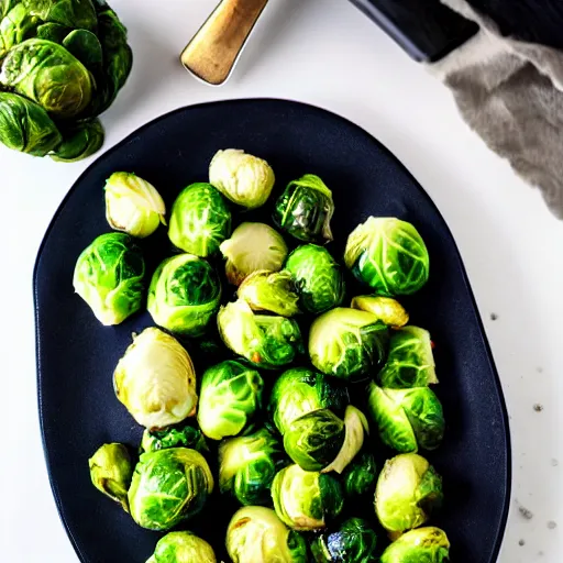 Prompt: brussel sprouts on white gravel, mashed potatoes, Michelin star, award winning