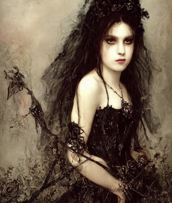 Image similar to gothic princess portrait by william - adolphe bouguerea, highly detailded