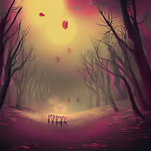 Prompt: Nightmare world, digital art