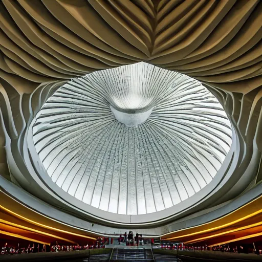 Prompt: interior of a futuristic lotus temple, by alex grey, intricate contemporary architecture, photo journalism, photography, cinematic, national geographic photoshoot