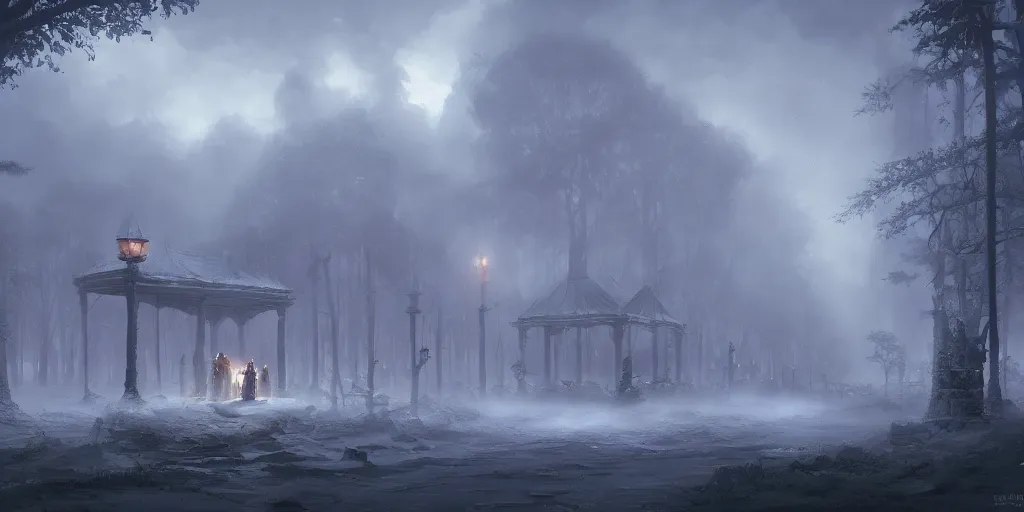 Image similar to a lonely funeral for a king, by Andreas Rocha + Ted Nasmith, dark, cinematic lighting, masterpiece, highly detailed, 8k resolution, trending on art station