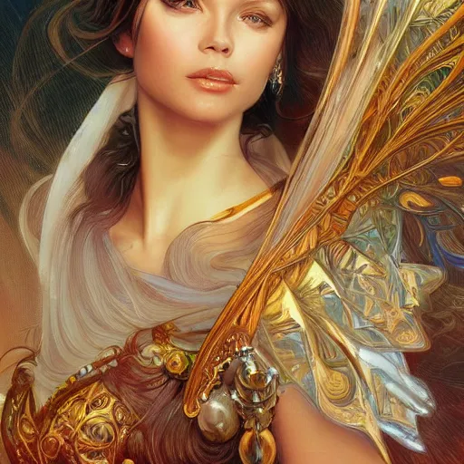 Prompt: beautiful young ornella muti, closeup, d & d, fantasy, intricate, elegant, highly detailed, digital painting, artstation, sharp focus, fantasy art, beautiful, illustration, art by artgerm and greg rutkowski and alphonse mucha