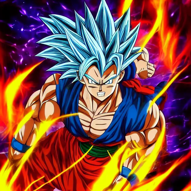 Prompt: muscular anime man powers up going super saiyan in the hyperbolic time chamber, ultrafine hyperrealistic detailed face illustration by kim jung gi, irakli nadar, intricate linework, sharp focus, bright colors, matte, octopath traveler, final fantasy, unreal engine highly rendered, global illumination, radiant light, intricate rainbow environment