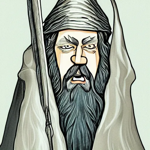 Image similar to gandalf portrait, simpsons cartoon style.