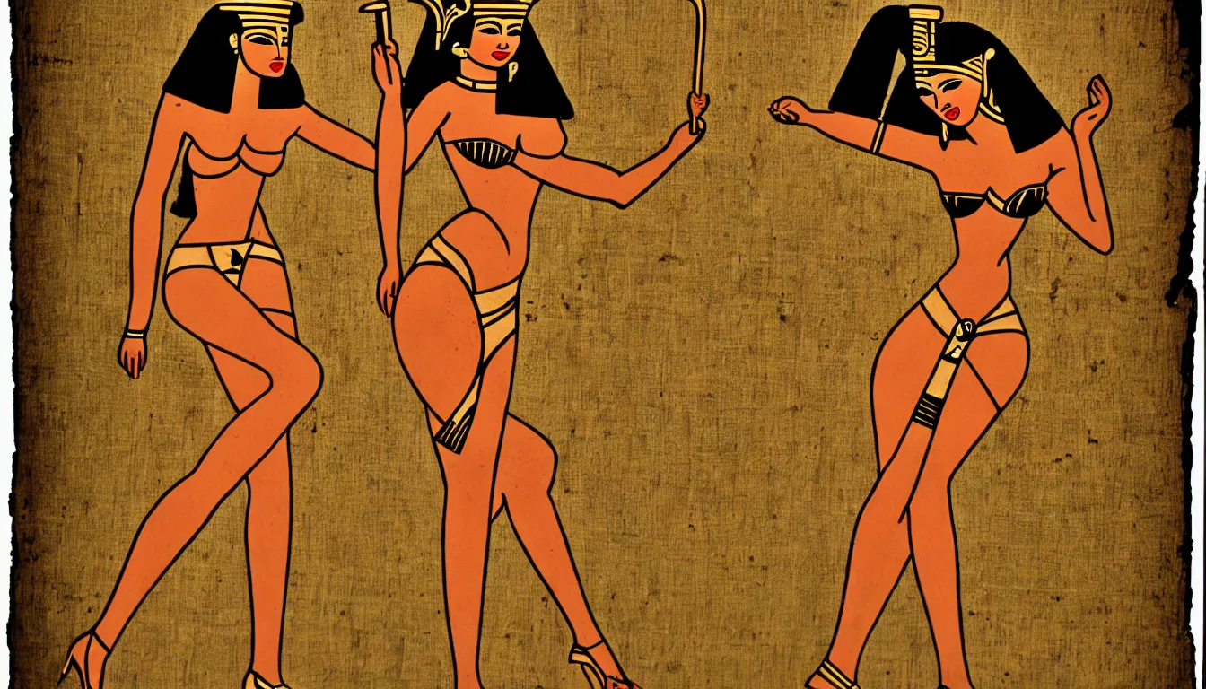 Image similar to egyptian hieroglyph of a pinup woman