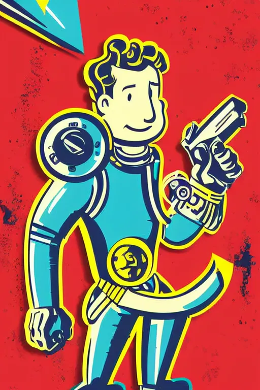 Image similar to fallout 7 6 retro futurist illustration art by butcher billy, sticker, colorful, illustration, highly detailed, simple, smooth and clean vector curves, no jagged lines, vector art, smooth andy warhol style