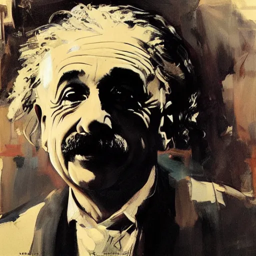 Image similar to albert einstein, intricate, elegant, highly detailed, greg manchess, mucha, liepke, ruan jia, jeffrey catherine jones, ridley scott