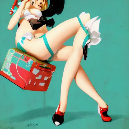 Image similar to Hatsune Miku pin-up poster by Gil Elvgren and Daniela Uhlig