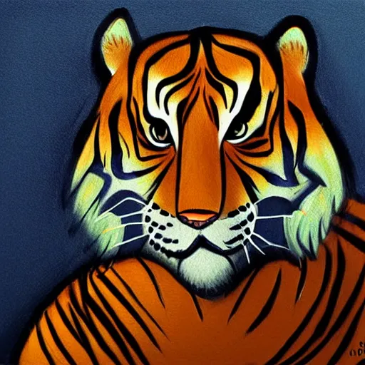 Image similar to Anthropomorphic Tiger, furry art