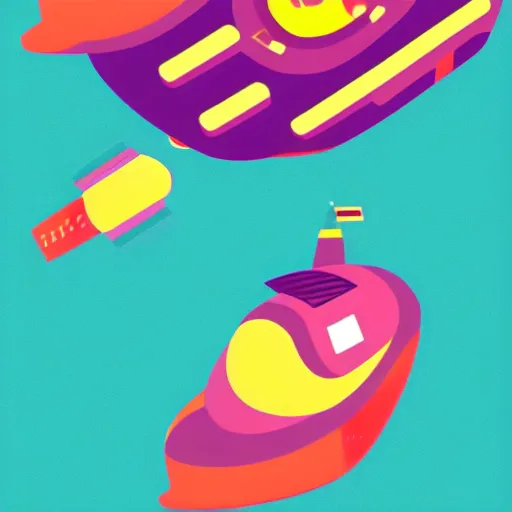 Prompt: 2 d space ship in the style of kurzgesagt