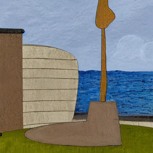 Prompt: good morning! in the style of barbara hepworth, in an outdoor setting in saint ives, cornwall, 4 k resolution