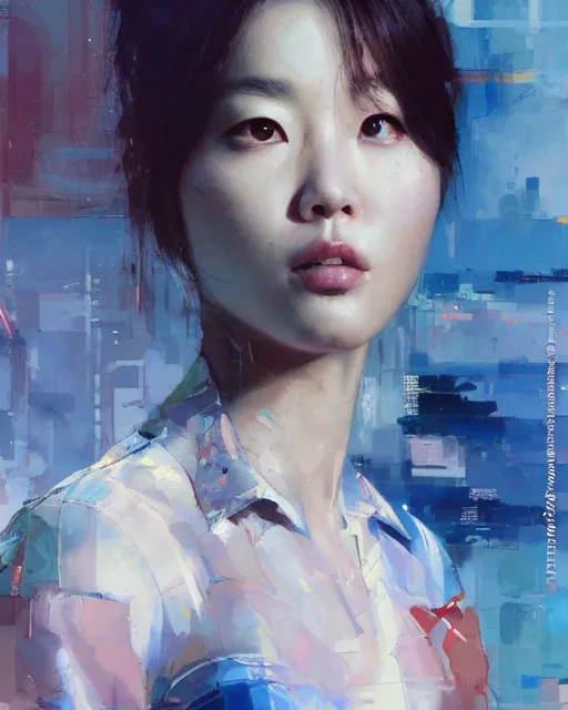 Prompt: Lee Jin-Eun by John Berkey and Peter Mohrbacher, rule of thirds, seductive look, beautiful, in intergalactic hq, Refined, masterpiece