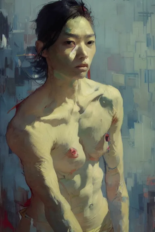 Prompt: jeong ho - yeon by greg rutkowski, jeremy mann, francoise nielly, van gogh, ross tran, rule of thirds, seductive look, beautiful