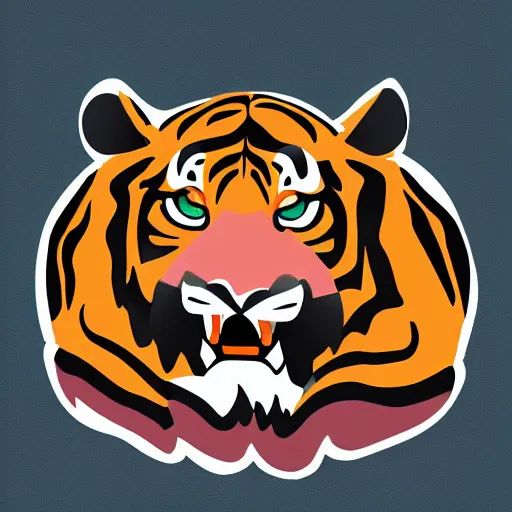 Image similar to super cool tiger avatar, illustration, 2 d, flat style, flat