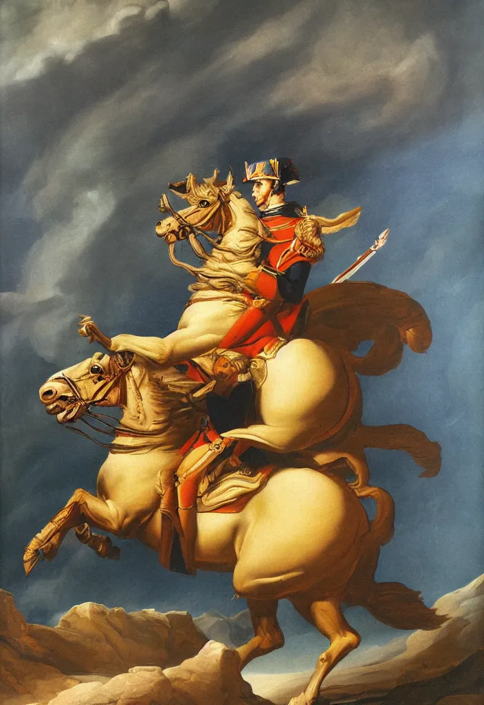 Image similar to Napoleon crossing Olympus Mons, oil painting