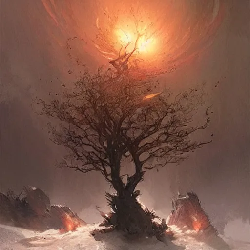 Prompt: “the burning bush, fantasy concept art by Greg Rutkowski and J. Dickenson”